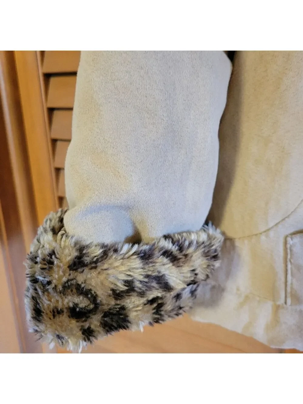 Brown Faux Fur Trim Coat Size 14 Large